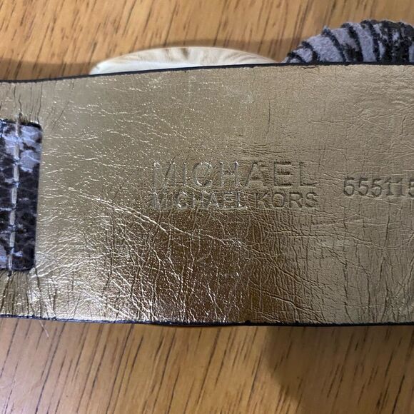 Michael Kors Snake embossed Leather Belt Tan/Gold  size L/XL Style 555115 - Picture 4 of 7